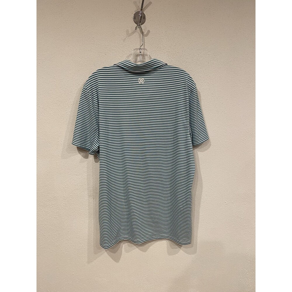 G/FORE Polo Shirt Mens Large Green Stripe Logo Golf Performance Short Sleeve - Picture 4 of 4